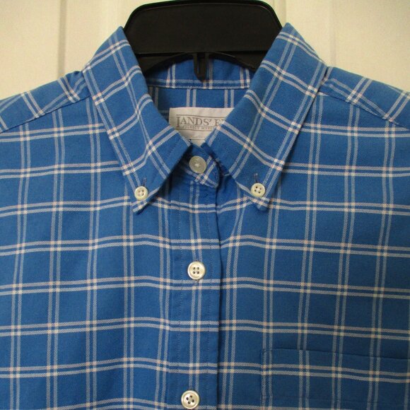 Lands' End Womens L/S Blue Cotton Button Down Shirt - Size 8 - Picture 1 of 2